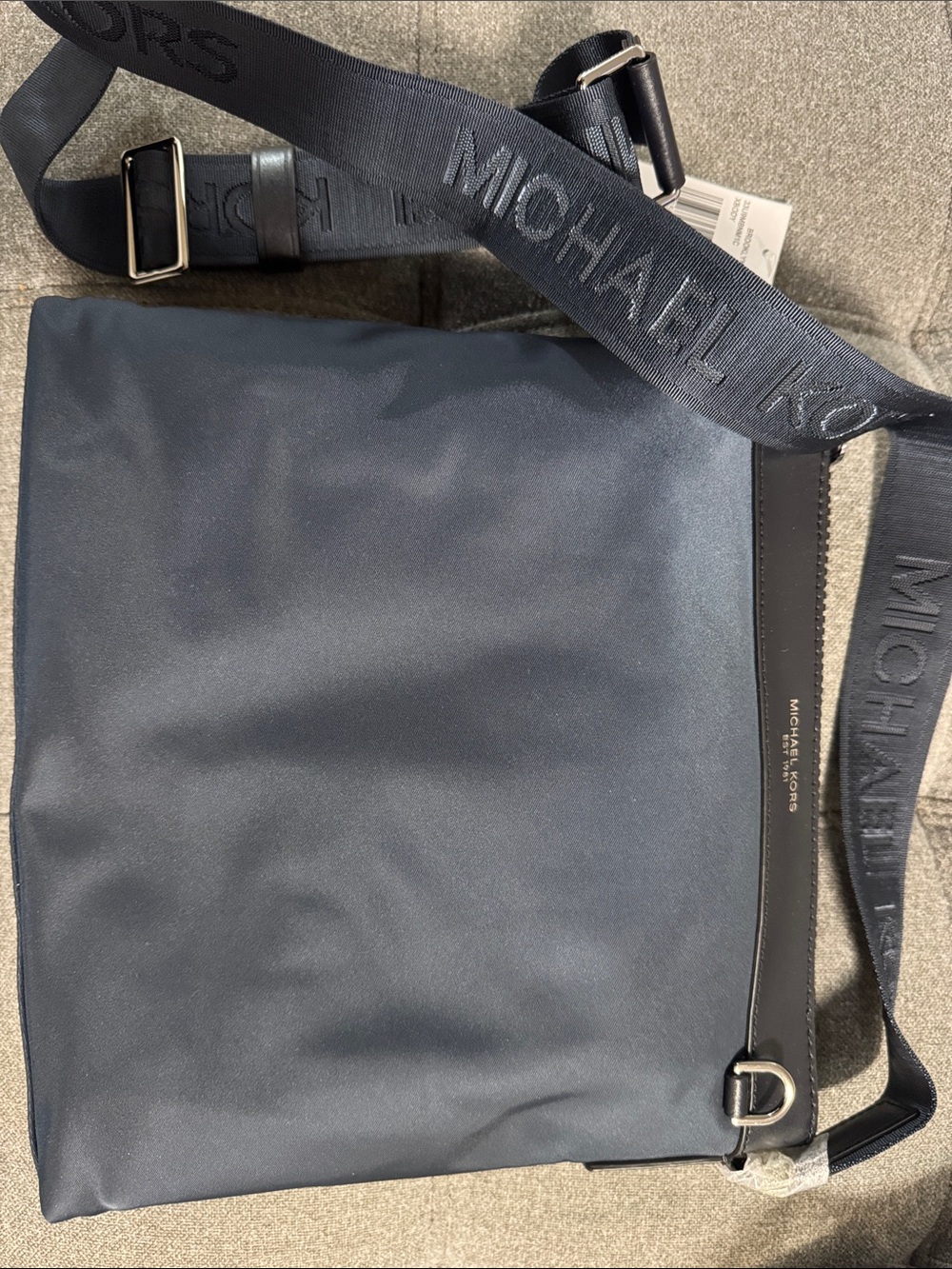 Michael Kors Navy Nylon Messenger Crossbody with Logo Strap